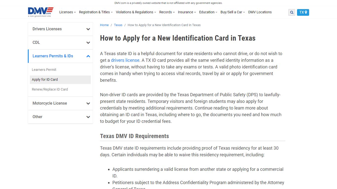 Your Texas ID Card Guide | DMV.com